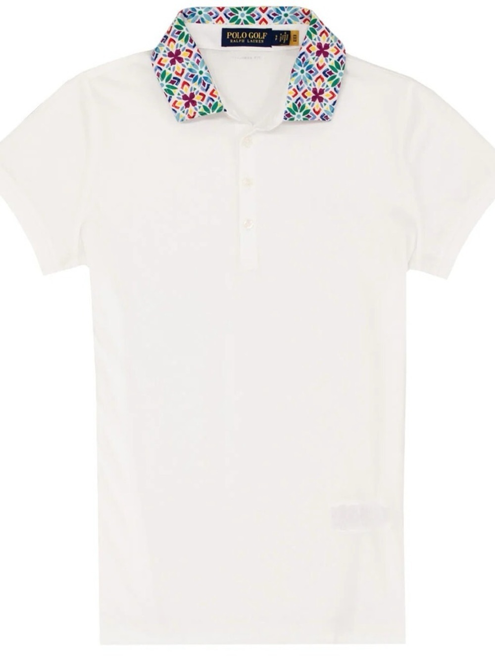 Ralph Lauren White Golf Polo Shirt Floral Collar Medium US Open 2022 Embroidered